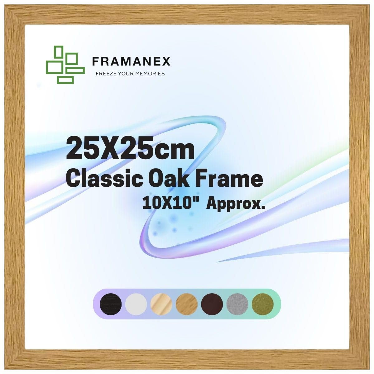 FRAMANEX Modern Dome Shape Frames | Oak Colour 25X25 CM Picture Photo Poster Frames | 25X25 CM Square Picture Frame | Beautify Your Walls with SD Mold Wood Finish Photo Frame โ image 1