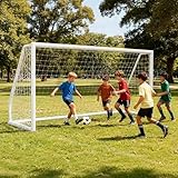 MOPHOTO Soccer Goal for Backyard, 12x6ft PVC Soccer Goal with Training Cones, Lightweight Soccer Practice Net for Teens