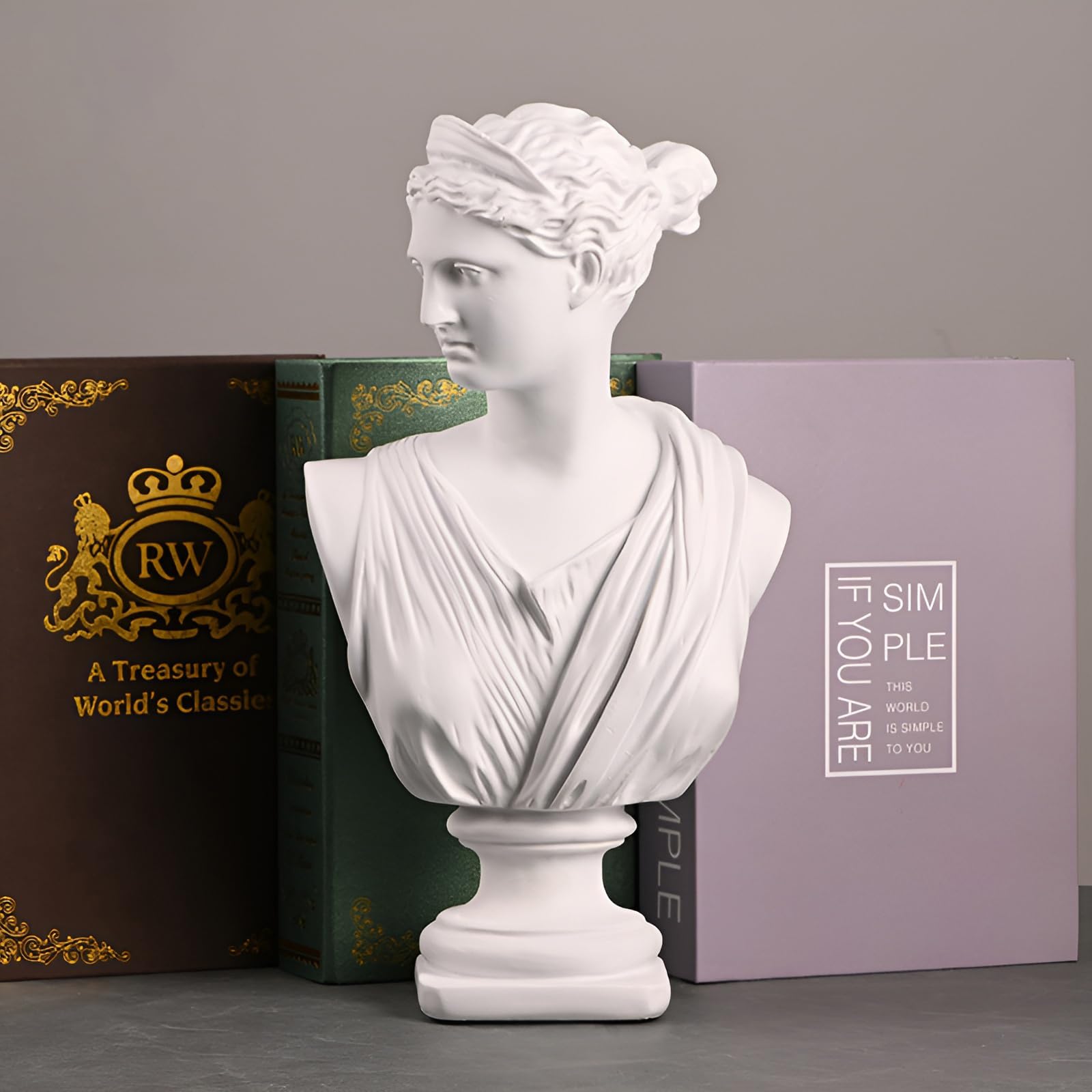PAEFIU David Statue, Griechische Mythologie-Göttin-Statue, Michelangelo David Büste Figur, Apollo Dekorationen Skulpturen, Moderne Diana Ornamente, für Home Büro Bücherregal Skizze Praxis (Stil 1)