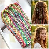 Elegaperma 120 Stück Haarwickelschnur, 85cm Hair Wrap Strings, Bunte Haarsträhnen zum Einflechten, Regenbogen Haarwickelschnur Kinder für Party Karneval Geburtstag