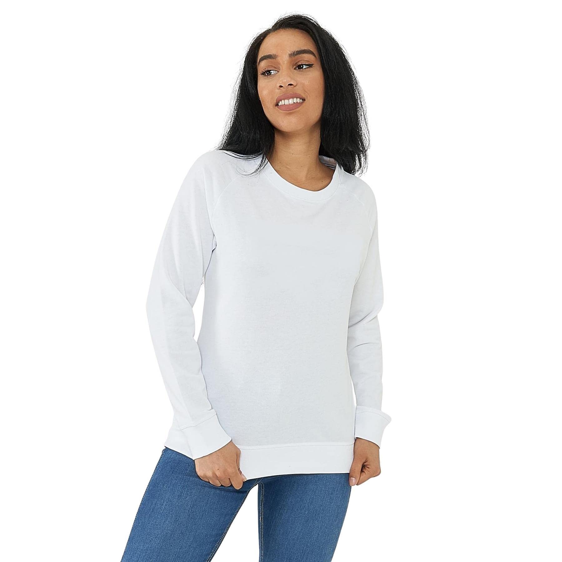 Style It UpWomens Basic Plain Crew Neck Sweatshirt Pullover Sweater Long Sleeve Jumper Top Ladies Sizes 8-12 UK