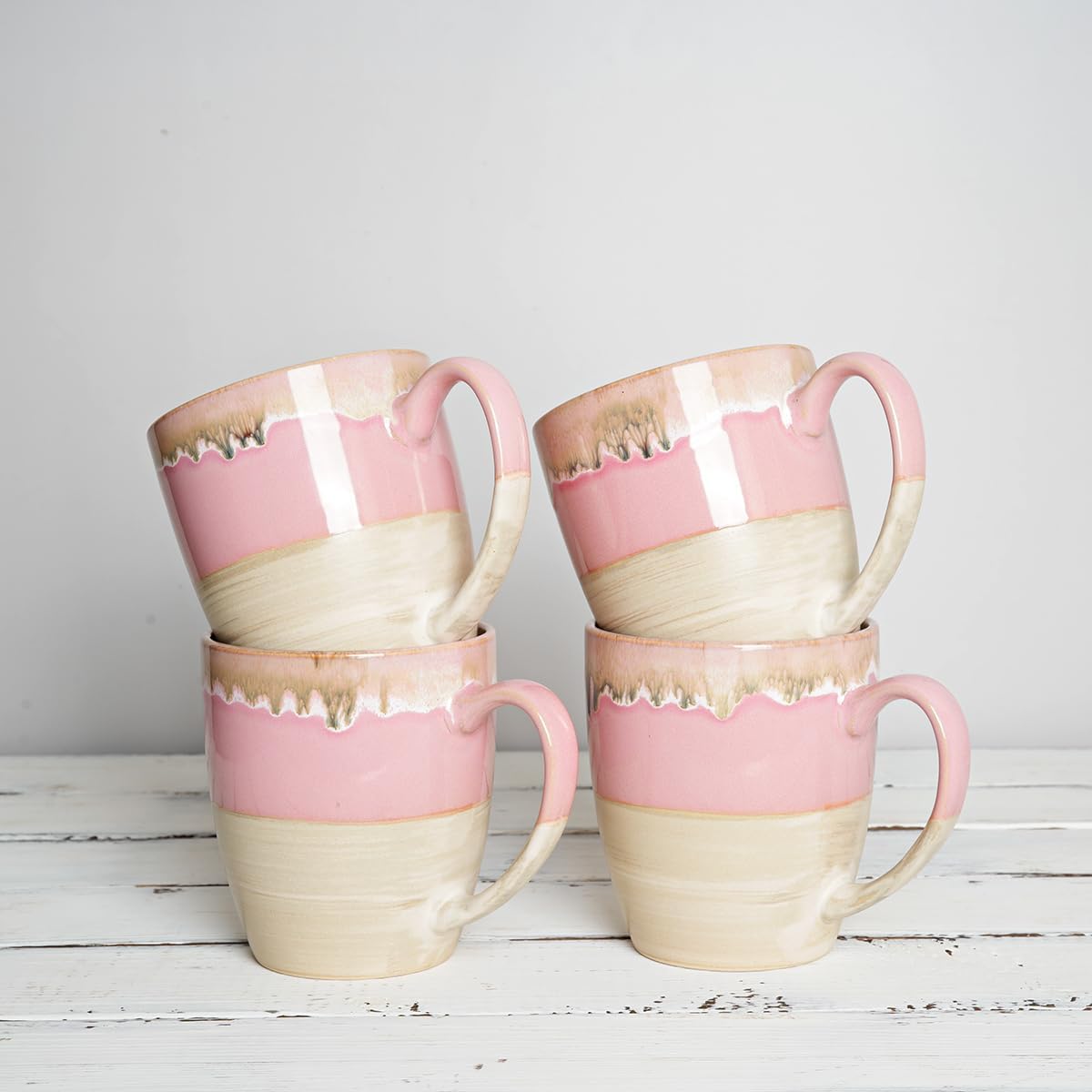 Bosmarlin Ceramic Coffee Mug Set of 4, 17 Oz, 5 Colors to Choose, Tea Cups, Dishwasher and Microwave Safe, Reactive Glaze (Pink) - Image 6