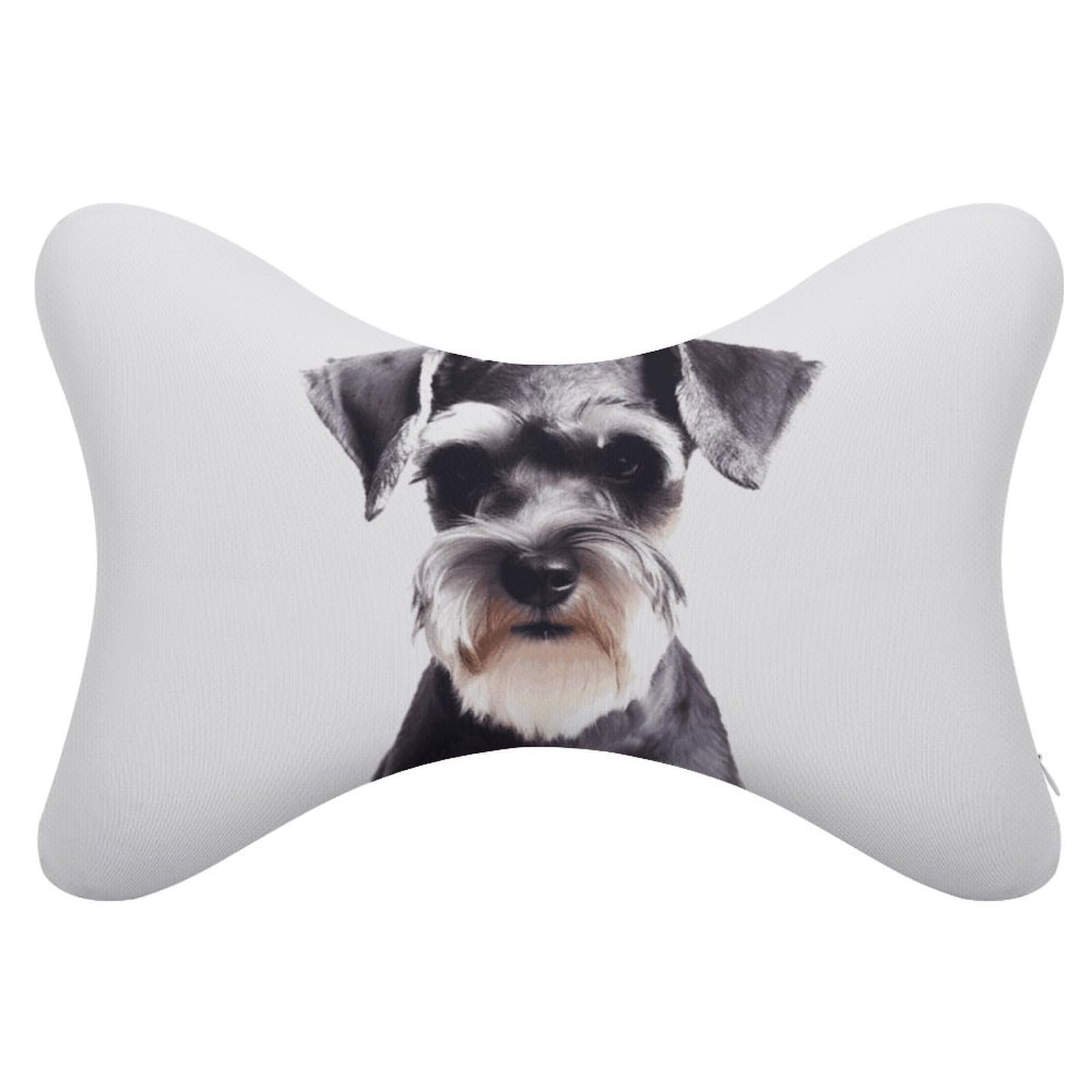 JTREHY Well-Behaved Schnauzer Car Neck Pillow Dog Bone Shaped Travel Neck Headrest Back Chiropractic Car Support Pillow Adjustable Strap Sofa Lounge Chair Head Pillows for Car Seat