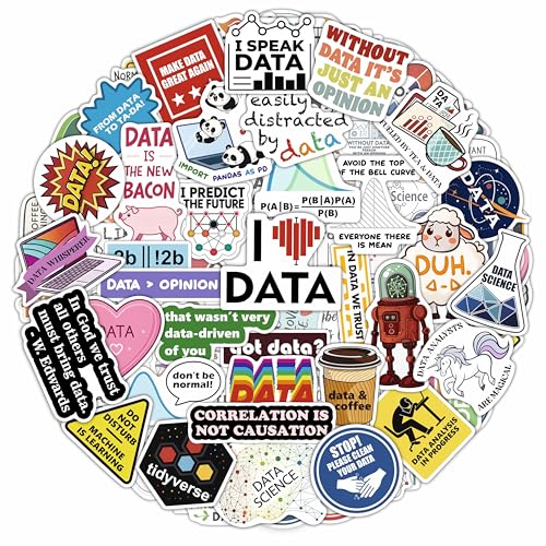 100Pcs Data Science Stickers for Water Bottle, Laptop, Phone - Funny Data Science Gifts for Scientist, Party Supplies - Gift for Women & Men