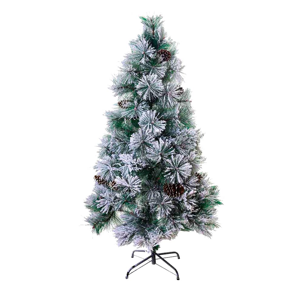 YATAI Christmas Tree With Real Pine Cones & Metal Stand Xmas Tree – Artificial Snow Flocked Christmas Tree For New Year Holiday Christmas Decoration – Christmas Ornament Artificial Plants (1.5 Meters)