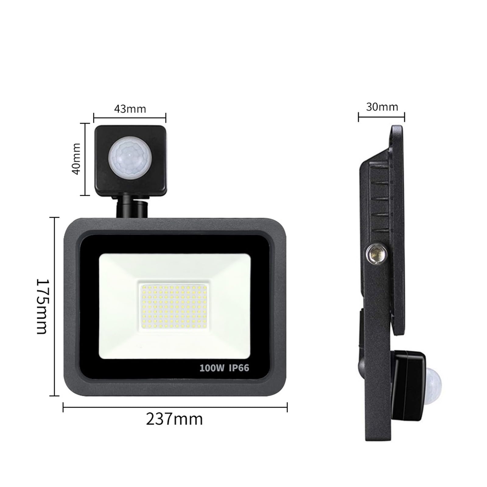Reflektory LED na zewnątrz, 10W 20W 30W 50W 100W Reflektor LED Wodoodporny Reflektor Z Czujnikiem Ruchu PIR Zewnętrzna Lampa Ścienna Światło Halogenowe Reflektor na podwórko, parking, patio, plac zaba