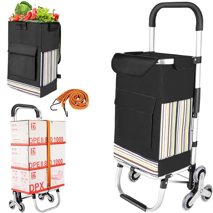 Buy Foldable Shopping Cart Grocery, Stair Climber Cart on Wheels, Heavy