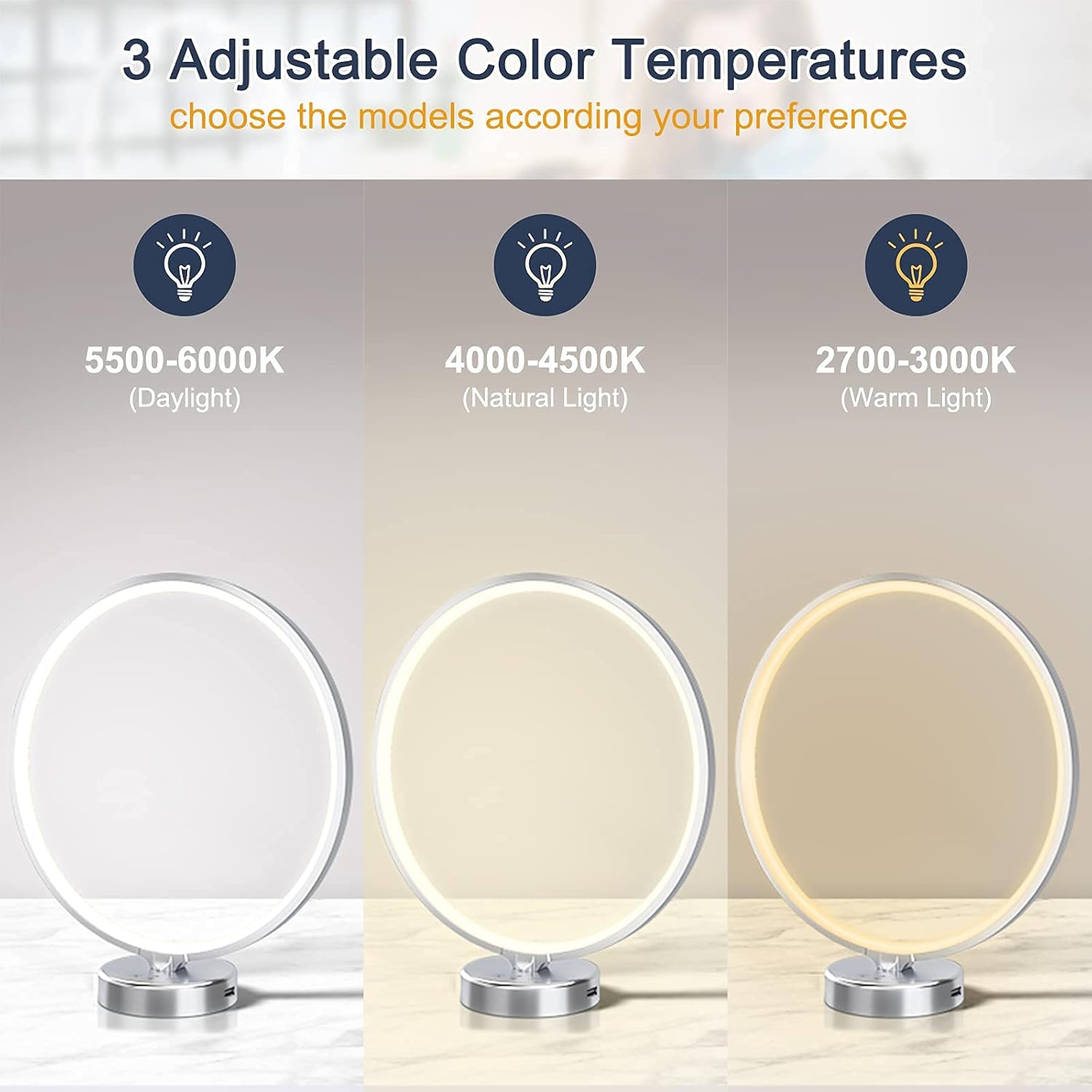 Light Therapy Lamp, Doraubia UV-Free 10000 Lux Sun Lamp, Led Daylight Lamp with 3 Color Temperature, Adjustable Brightness Levels,  Timer & Memory Function for Home/Office Use : Health & Household