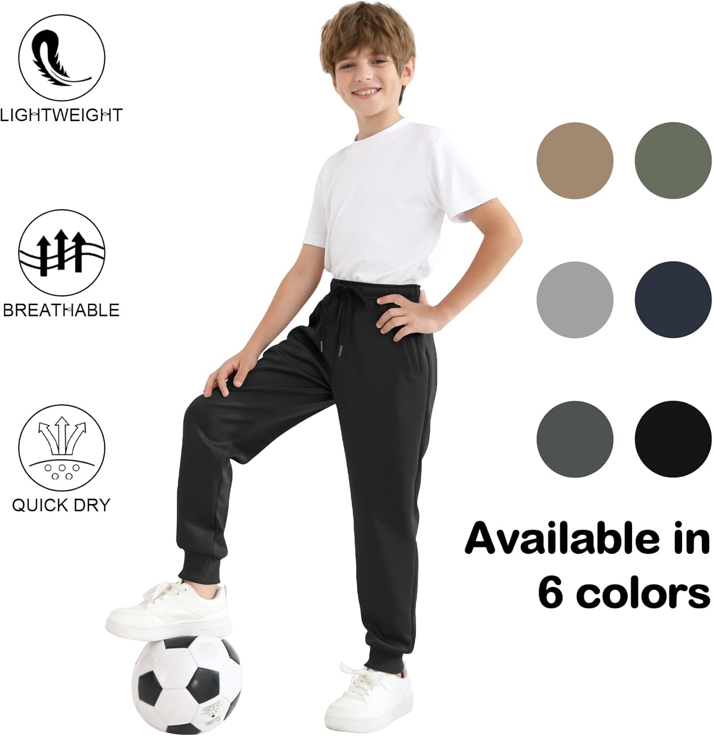 Dreammonkey Boys Jogger Sweatpants 3-16 Years Tapered Leg Lightweight Athletic Track Pants for Kids Youth