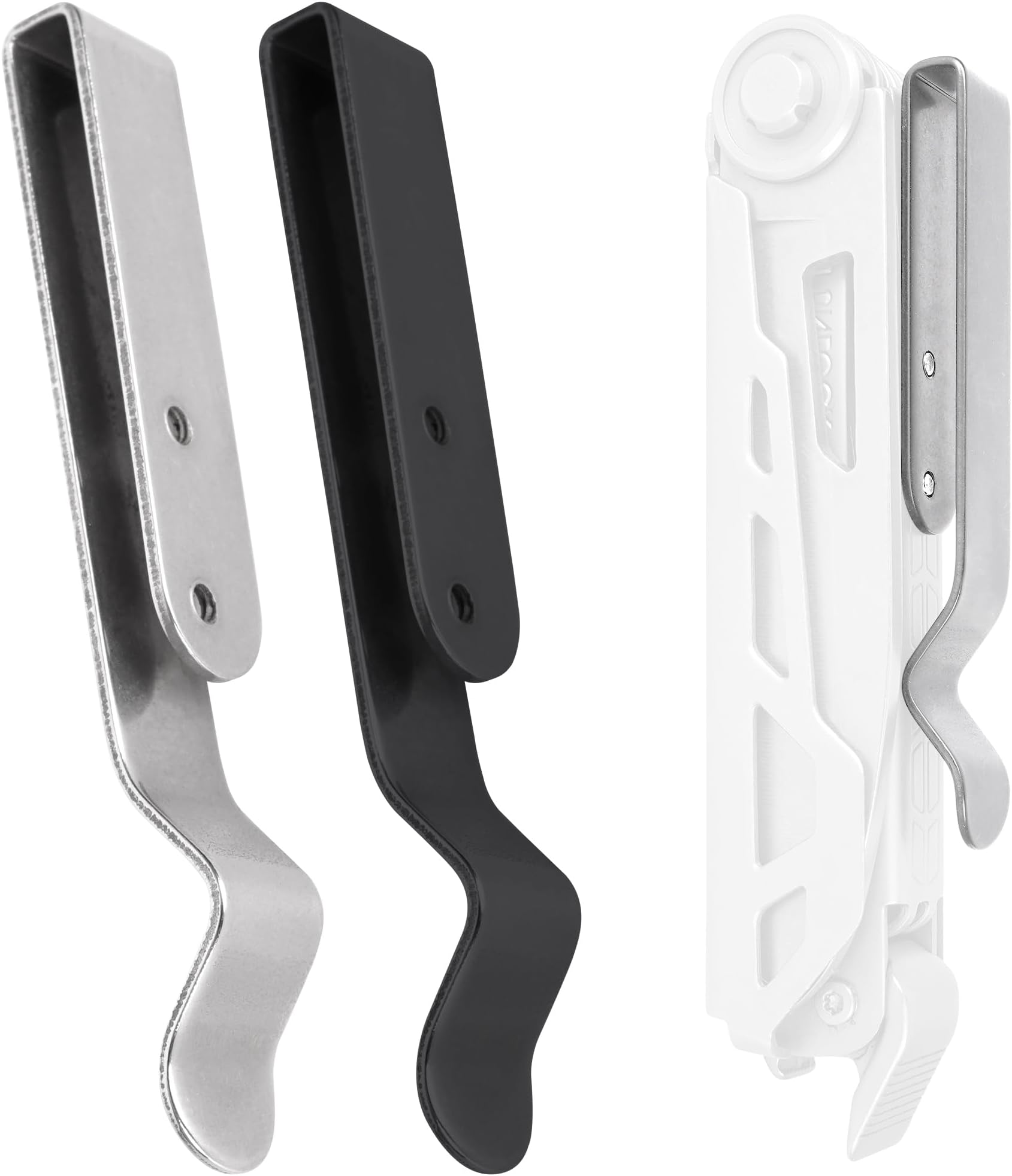 [2-Pack] Stainless Steel Pocket Clips For Gerber Armbar Multitool - 1 Metal + 1 Black Pocket Clip - Mounting Tools Included - Fits Gerber Armbar Drive Multi-tools