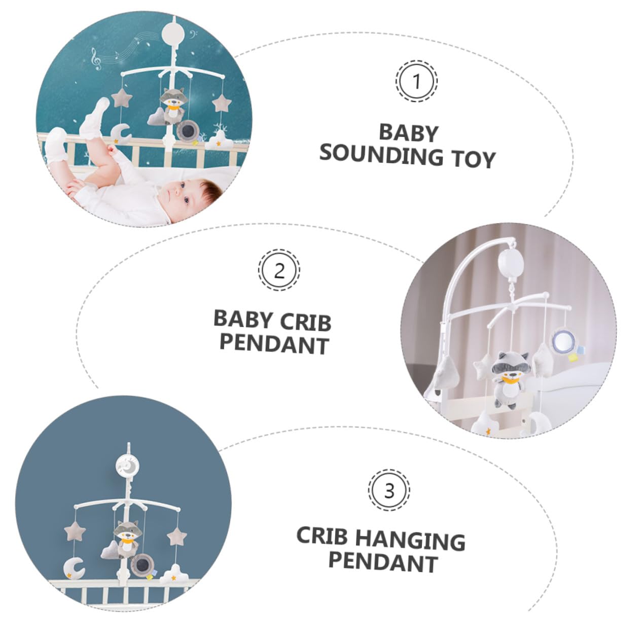 Colgante de Cuna Carillón de Viento y Música Giratoria, Juguete de Plástico para Bebés, Adecuado como Obsequio de Cumpleaños o Baby Shower