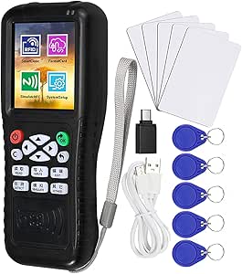JasugKEY RFID Smart Card Copier, RFID Reader Writer Duplicator, Lector NFC, Decodificador de Tarjeta encriptada, con llaveros grabables Tarjetas Software Gratuito, decodificación de Aplicaciones