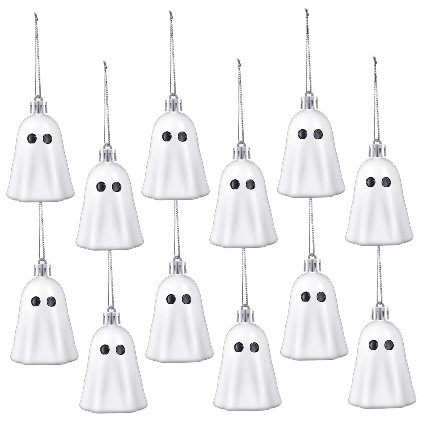 Hbbgdiy 12Pcs Halloween Hanging Ghost Ornaments Cute Resin Mini Ghost Decorations for Tree, Window, Indoor Halloween Party, Garden, Yard, Home Decor Supplies