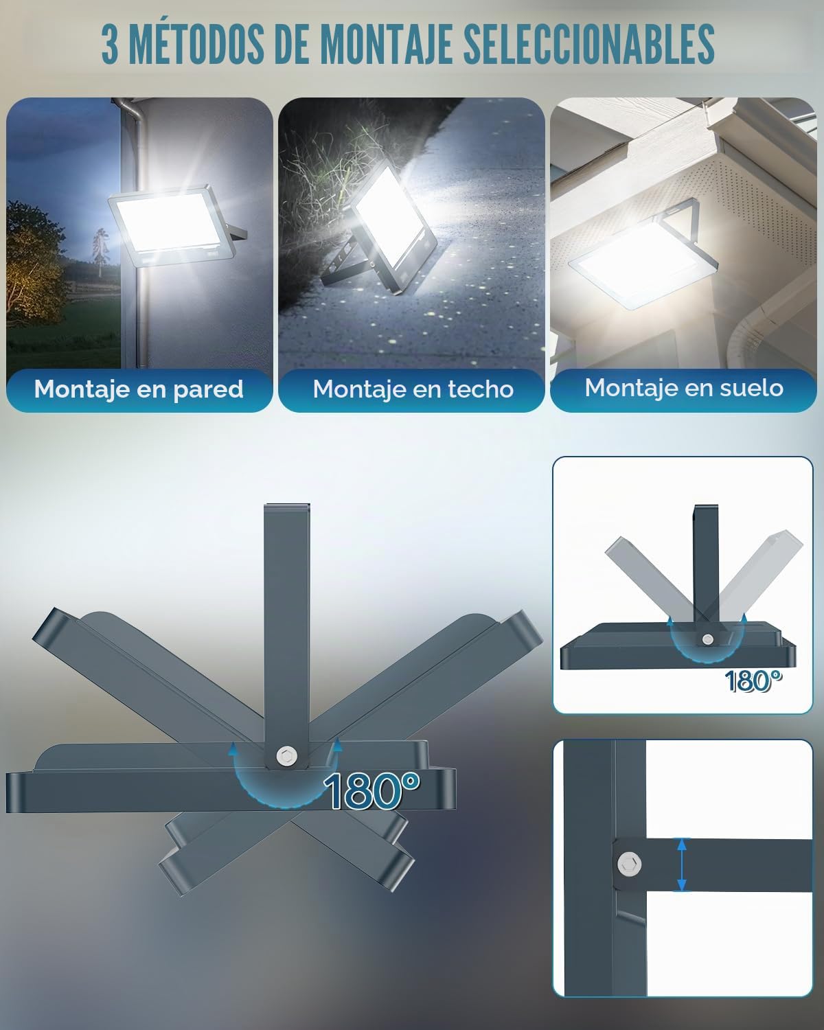 Focos LED Exterior 300W 30000LM 1 Piezas - Focos de Proyector LED Exterior Potente 6500K Blanco Frio IP66 Impermeable para Jardin Patio