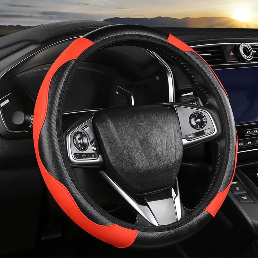 Zbghjl A Car Steering Wheel Cover For Volkswagen Polo Iv (9N, Facelift 2005) 2008-2009, Soft Size M 37-38Cm /14.5-15 Inch Nti-Slip Breathable Protector Stretchable Car Ccessory Decoration,