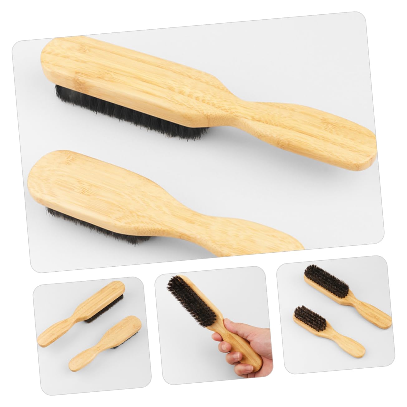 Healeved Barber Shop Brush Set 2pcs Men's Beard Brush Bristle Brush for Beard Grooming Hair Catcher for Men