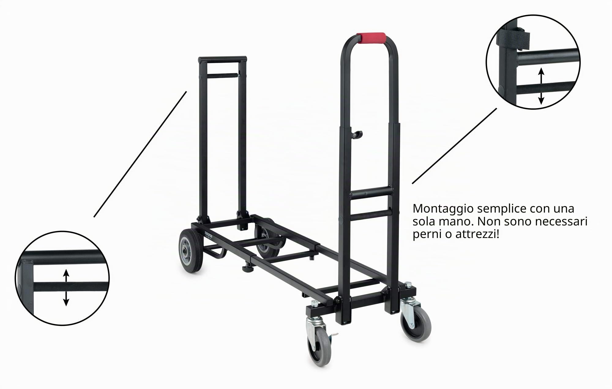 Stagecaptain Sherpa SCS-60 MKII Carrello Trasporto (Mid), 5 cm x 2 | Lunghezza (superficie di carico utilizzabile): da 58 cm, Larghezza superficie di carico: 27 cm, Larghezza incl. ruote: 38 cm