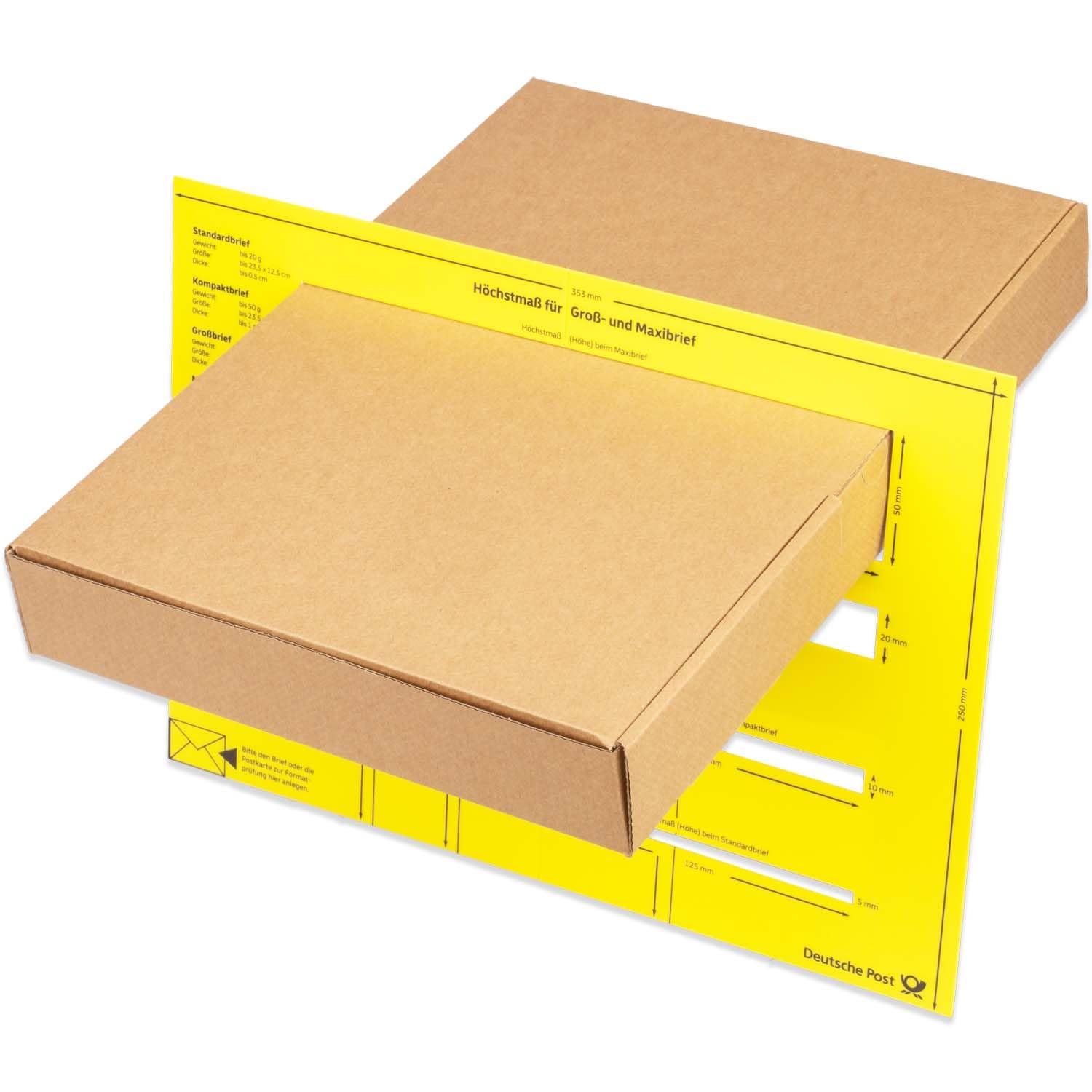 Maxibriefkartons 350 x 250 x 50 mm MB-5 braun Maxibrief Karton Faltschachtel stabil Versandkarton für Post DHL Versand DIN A4 B4 Warensendung Büchersendung Versandschachtel (50 Stück)