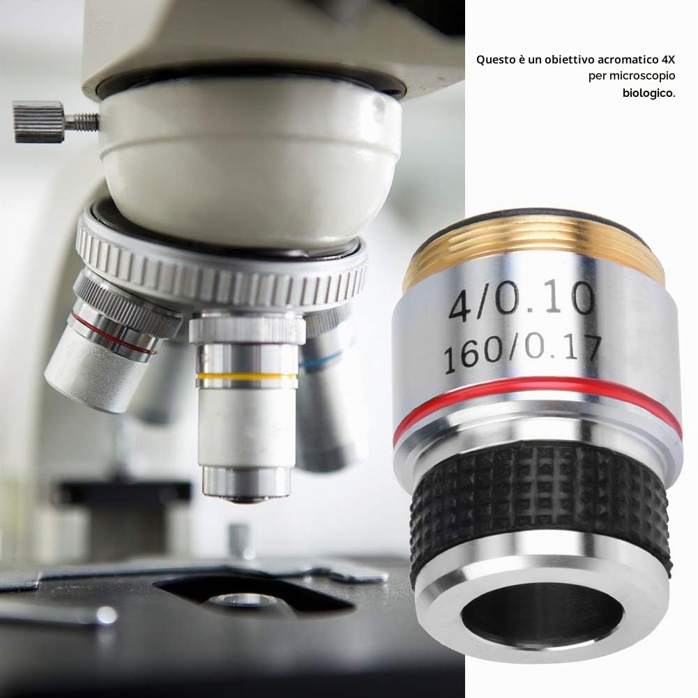Obiettivo Acromatico 4X Microscopio Biologico Walfront, Lente 160/0.17