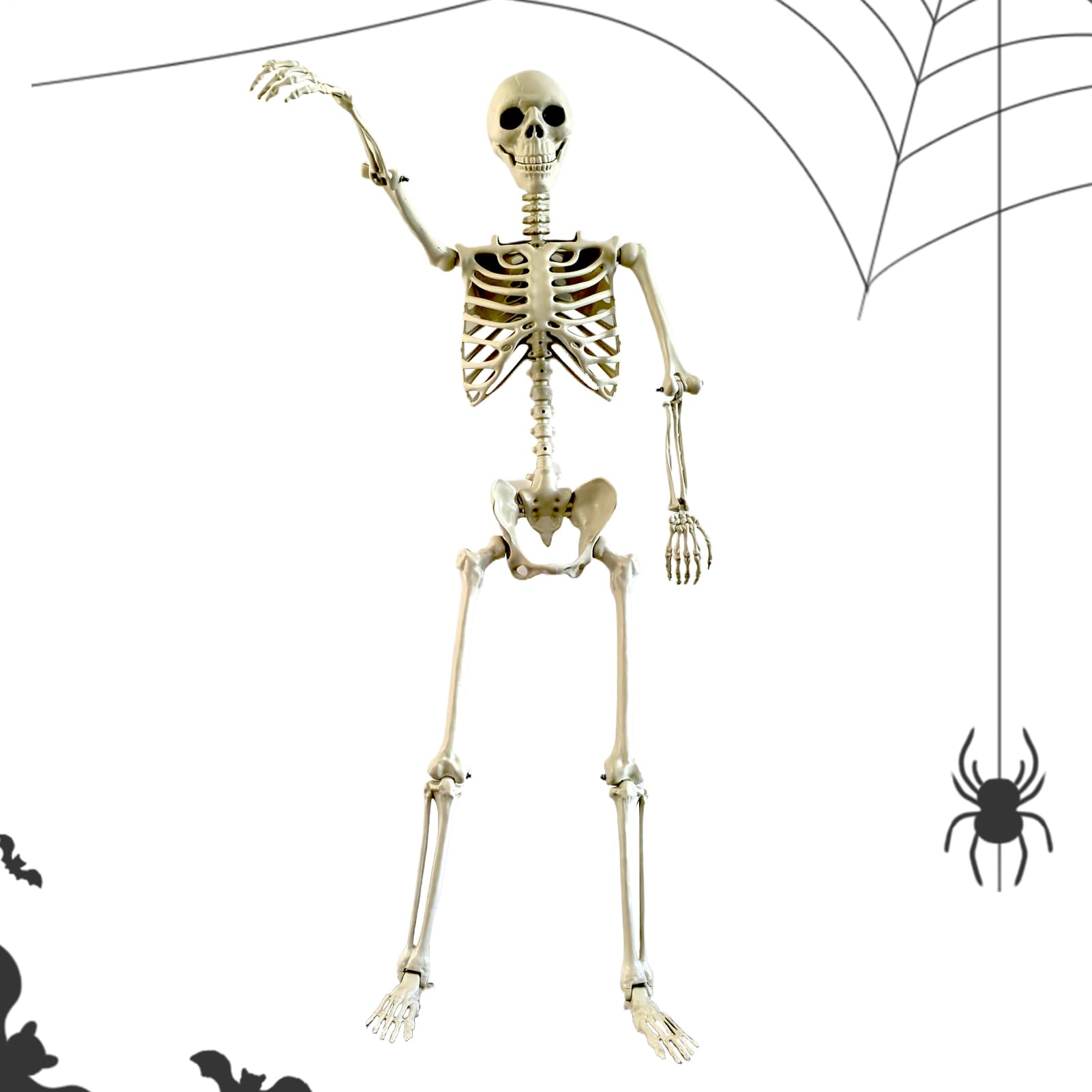 Squelette Halloween articulé pour décor extérieur sans usure