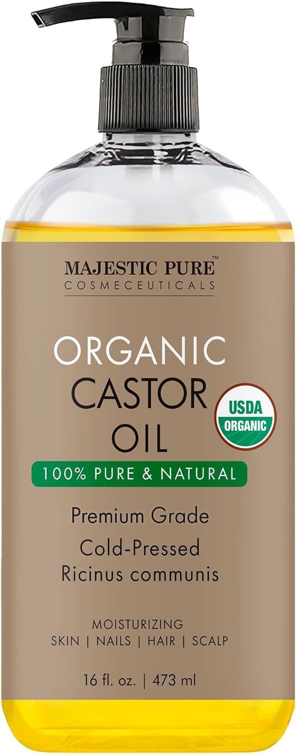 Majestic Pure USDA Organic Castor Oil, USDA Castor, 118 ml (Pack of 1)
