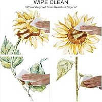 Vista 21 de Mantel ajustable de girasol, patrón de campo rural inspirado en el arte popular, casa de campo, granja, mantel impermeable para interiores y Verde