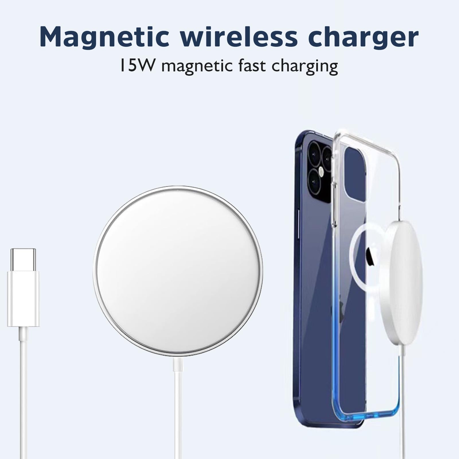 Szybka indukcja magnetyczna ładowarka, 20 W, magnetyczny kabel ładujący typu C (1 m) do iPhone 15/15 Pro/15 Pro Max/14/13/12/11/X/XS/SE/XR/AirPods (biały)