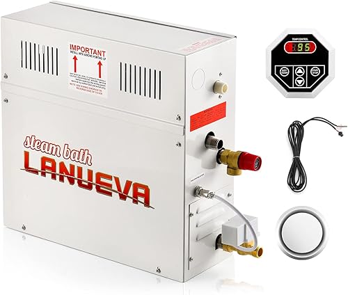 LANUEVA Luxury Home - Generador de ducha de vapor de 6 KW, kit de ducha de vapor autodrenante, generador de baño de vapor, controlador impermeable y
