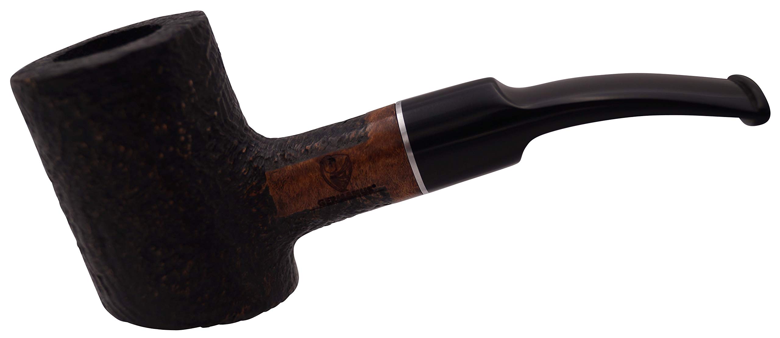 GERMANUS Pfeife Poker, Sandblast Schwarz - Made in Italy