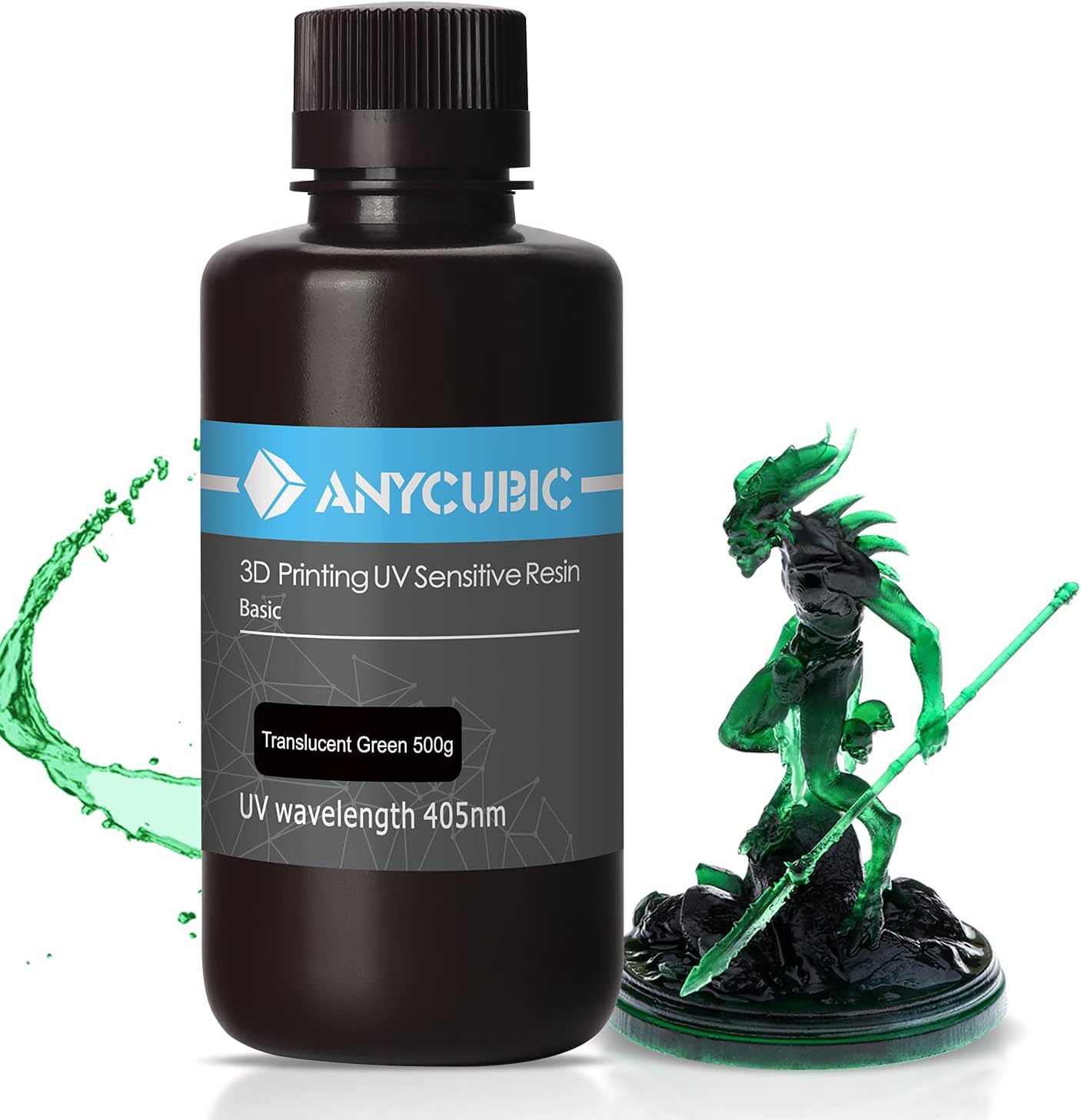 Anycubic ABS-Like Pro 3D Printer Resin, Upgraded Toughness and Non-Brittle, High Precision Standard Photopolymer Resin for 8K Capable LCD DLP 3D Printing (Translucent Green, 500g)