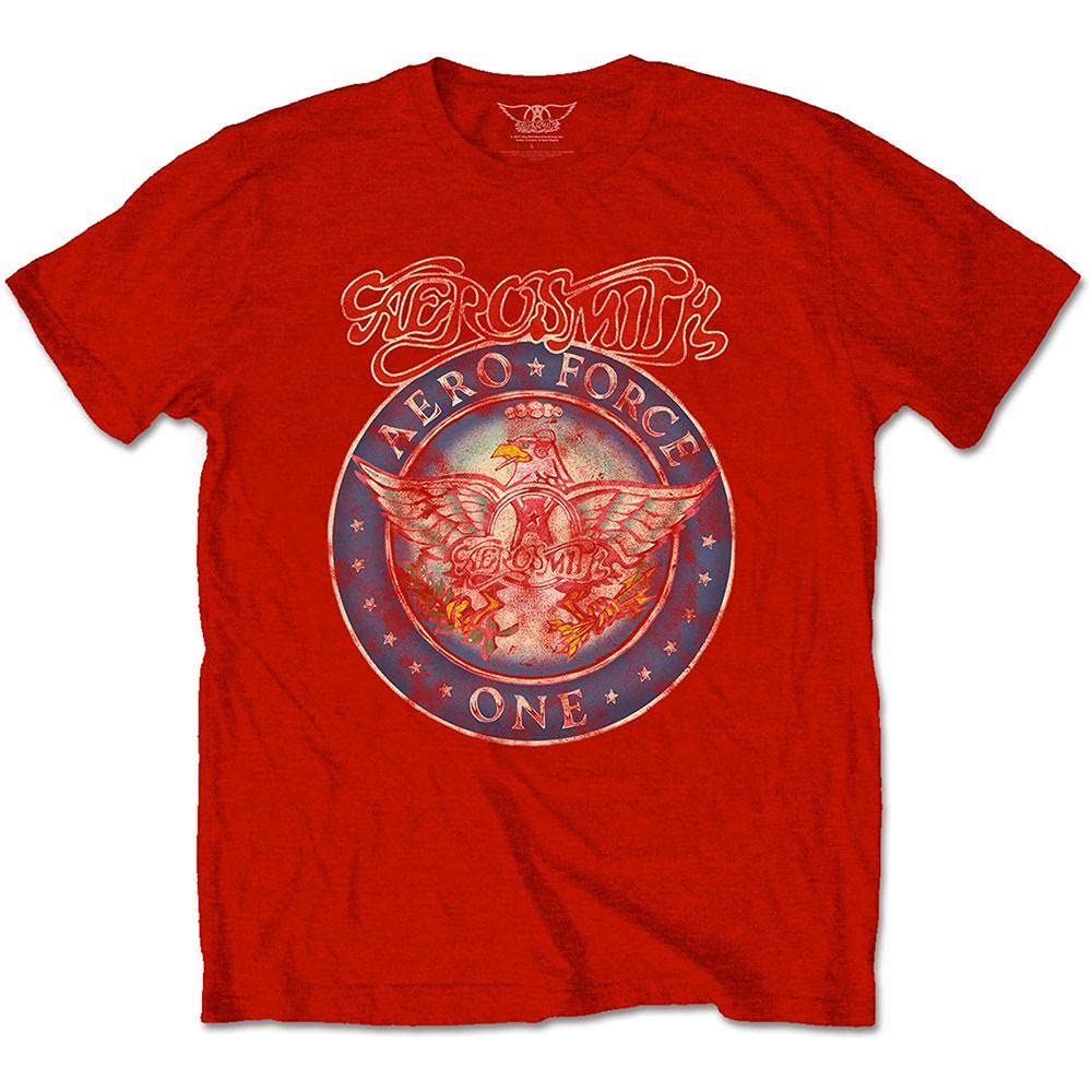 Aerosmith T Shirt Aero Force Band Logo Official Mens Red XL