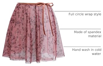 Ballet Skirt for Women Girl Floral Mesh See Through Chiffon Wrap Skirt Adult Ballerina Flowy Sheer Dance Skirt