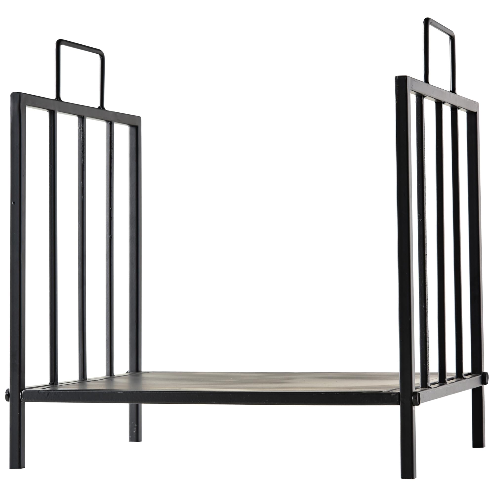 Outsunny Estante de Leña para Chimenea Tradicional Leñero Interior y Exterior Almacenaje para Madera Soporte para Leña con Asas Diseño Elevado 44,5x33x46,5 cm Negro