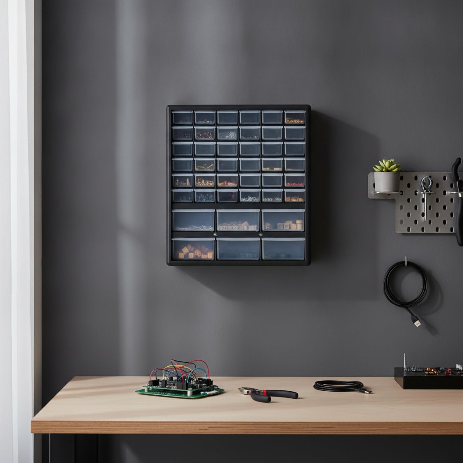 Organizer Cassetti Mini Cassettiera per Componenti Plastica Trasparente Porta Oggetti per Minuterie Elettronica Costruzione Adatto per Ufficio Garage Laboratorio Casa