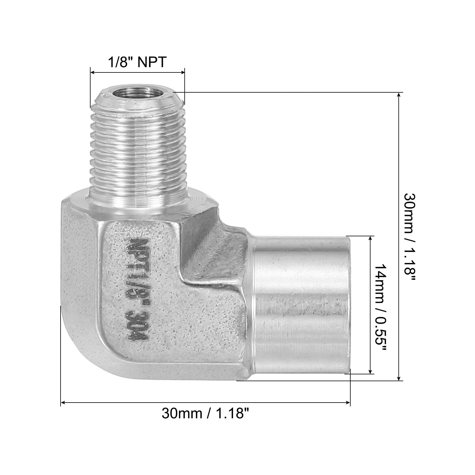 PATIKIL 90° Winkel-Schnellsteckverbinder 1/4 Zoll NPT – 304 Edelstahl, Für Luft, Wasser, Öl & Kraftstoff, Max. 2320 PSI