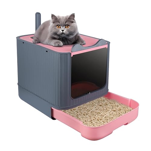 OHMG Arenero Gato Cerrado con Doble Entrada,Caja de Arena para Gatos Cubierta