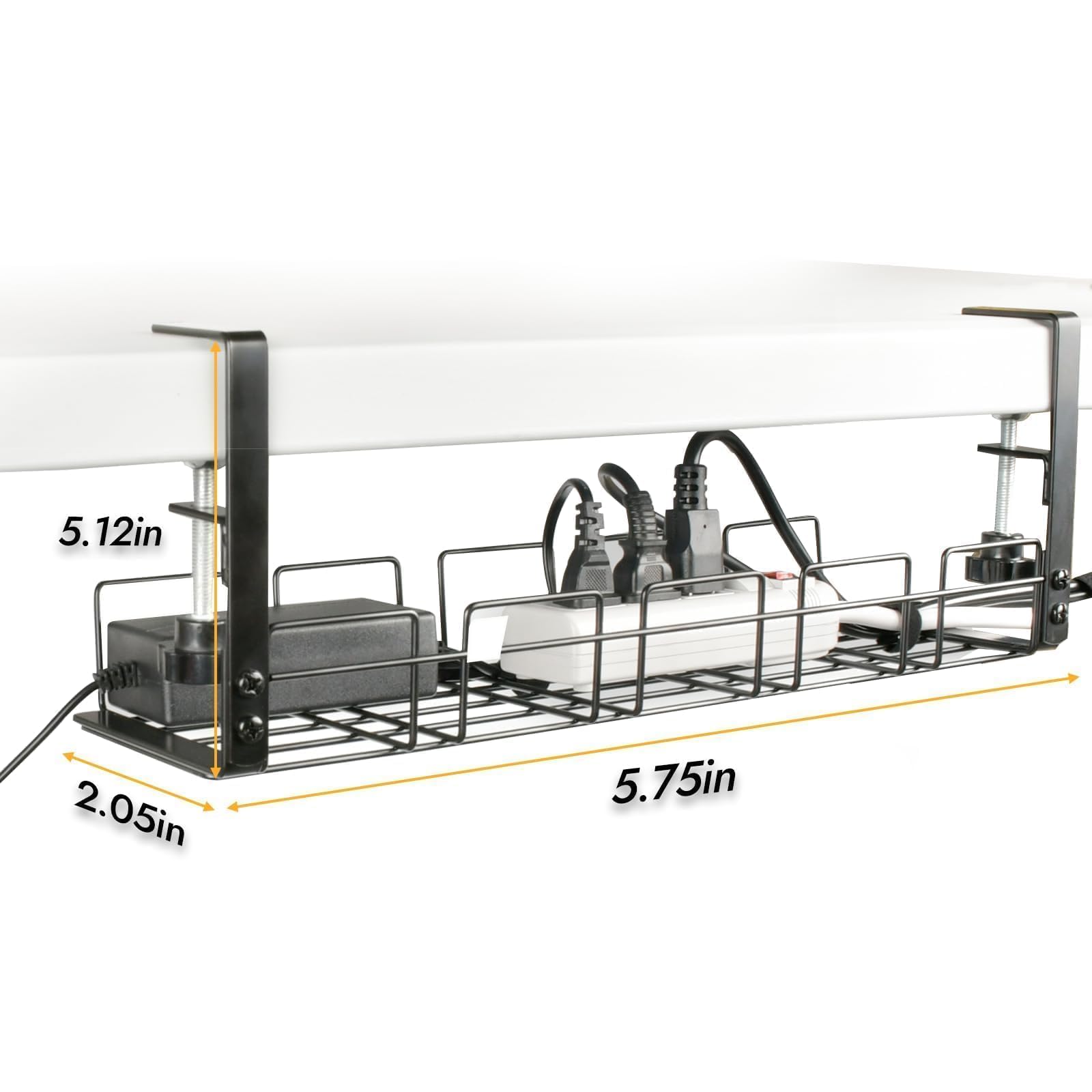 Kabelmanagementablage für den Schreibtisch, 40 cm lang, 13 cm breit, Stahlschnur-Organizer-Set, 4 Kabelhalter, 12 Rollen Kabel-Organizer-Riemen, kein Bohren, keine Beschädigung des Schreibtischs