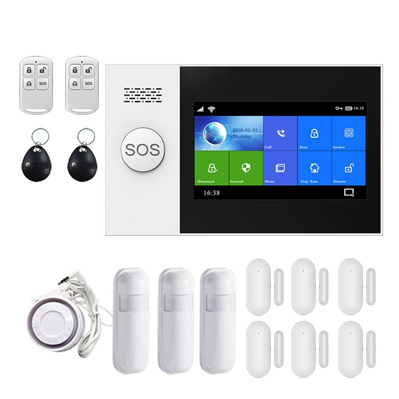 Sistema di Allarme di Sicurezza Domestica, Tuya Smart Alarm di Sicurezza Domestica con sensore Movimento Sensore Porta RFID Card Kit Allarme Wireless(D)