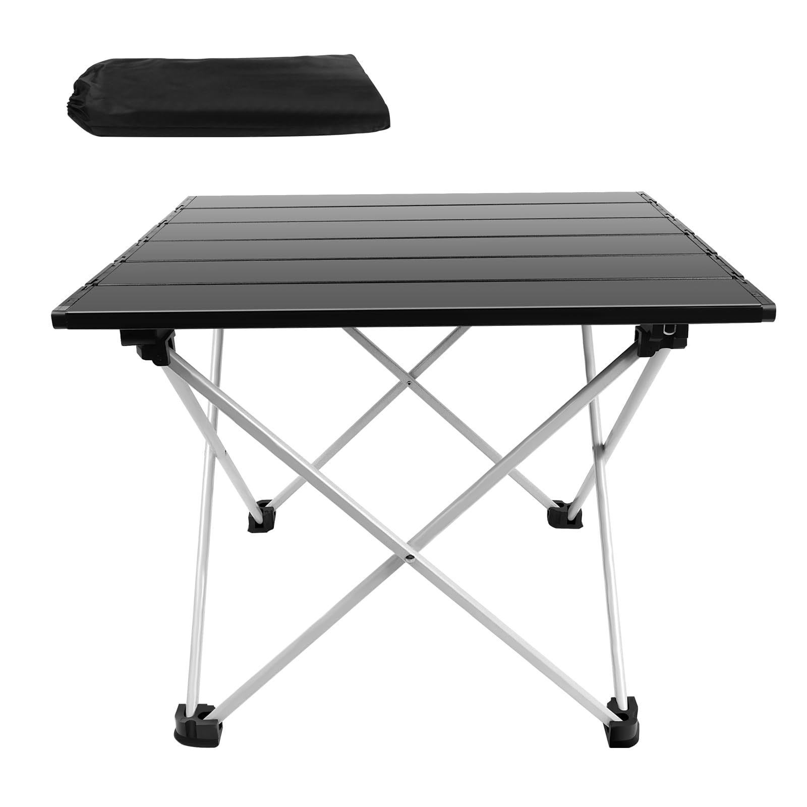 EFAN Portable Camping Table, Ultralight Aluminum Folding Picnic Table with Carrying Bag for Outdoor, Camping, Hiking, BBQ, Beach, Finishing, 40x35x32cm, Black