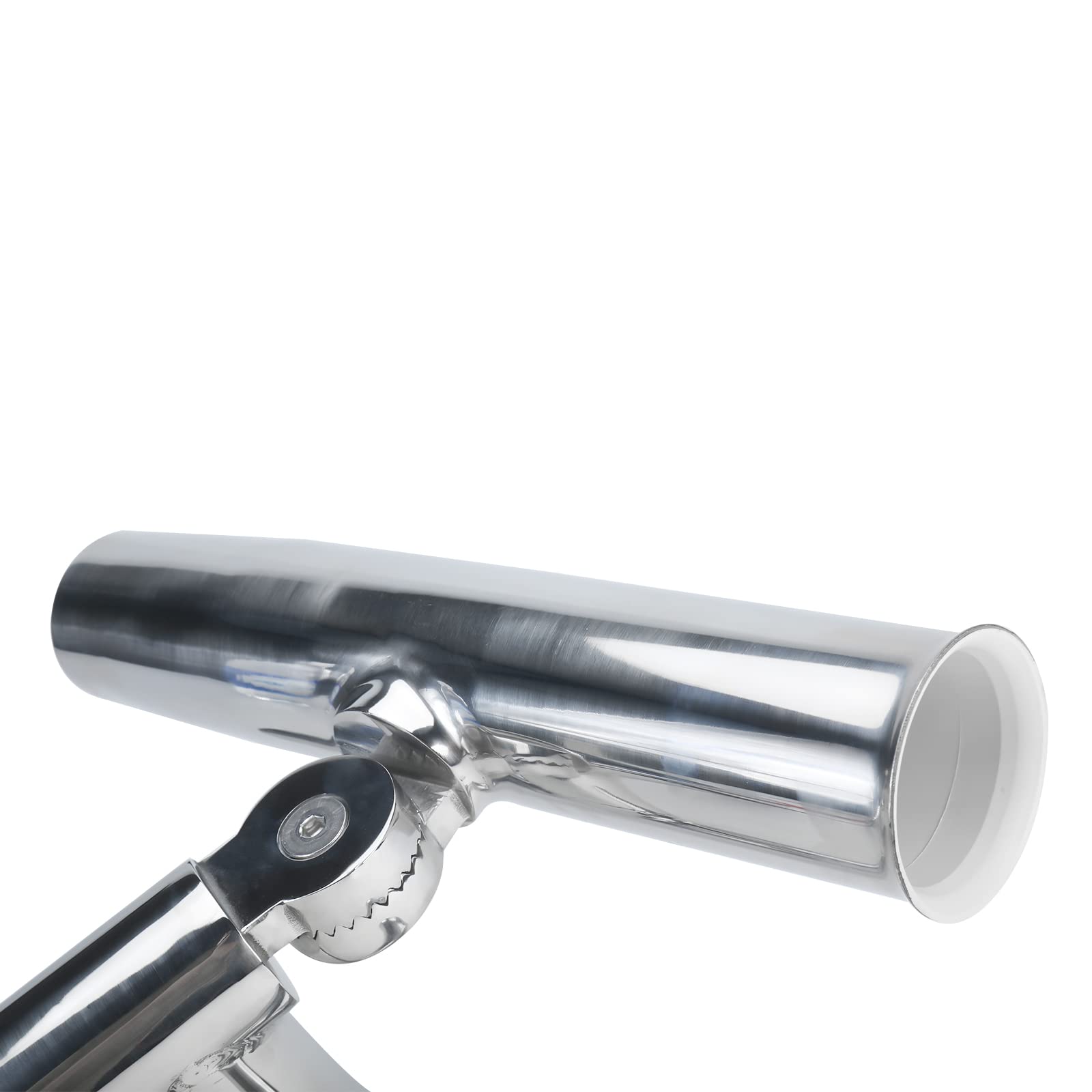 YaeMarine Coppia di supporti per canna da pesca in acciaio inox argentato, altamente lucidato, doppio supporto per canna da pesca regolabile, doppio angolo regolabile, qualsiasi angolo dall'acqua per