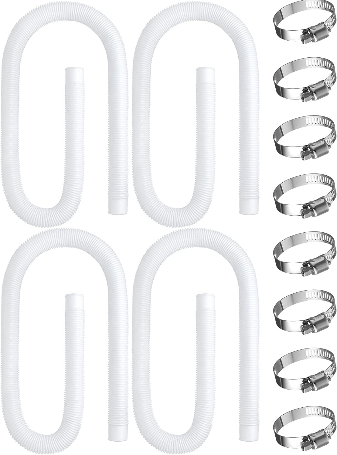 Damyprd White 4 Pcs 1.5 Inch Pool Hose For Above Ground Pools Diameter Pool Pump Hose 59 Inch