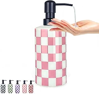 Pink Hand Soap Dispenser for Girl Women, Bathroom Soap Dispenser with St...
