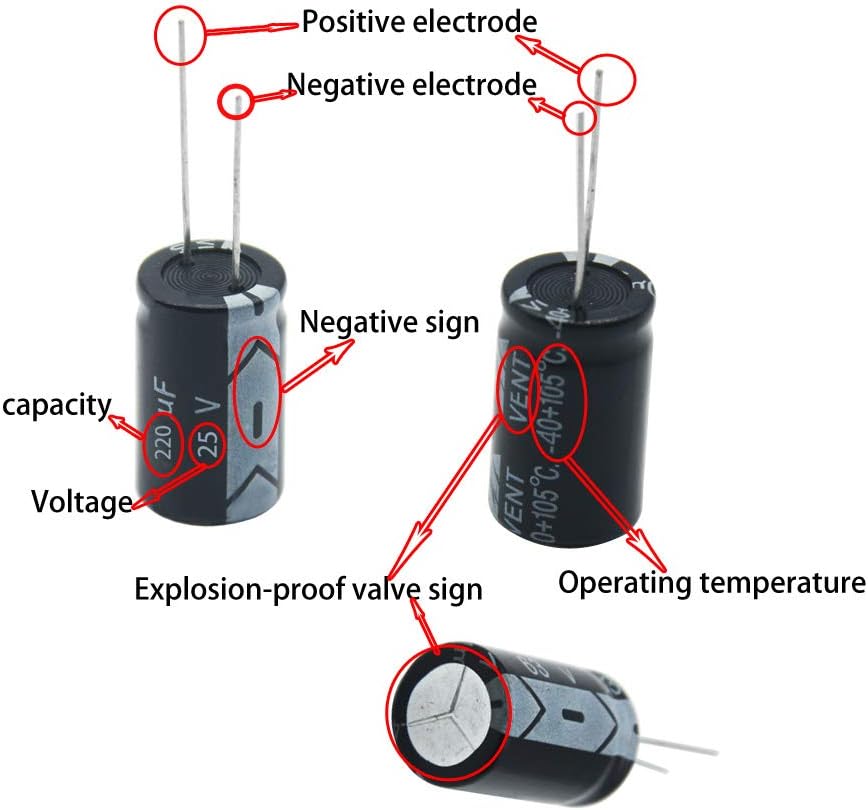 Electrolytic Capacitors 2.2uF 22uF 220uF 2200uF 6.3V 10V 16V 25V 50V 63V 100V 250V 400V Used in Toys Home Appliances Smart Meters Lighting Audio18Value 300Pcs XUANSN Capacitor Kit