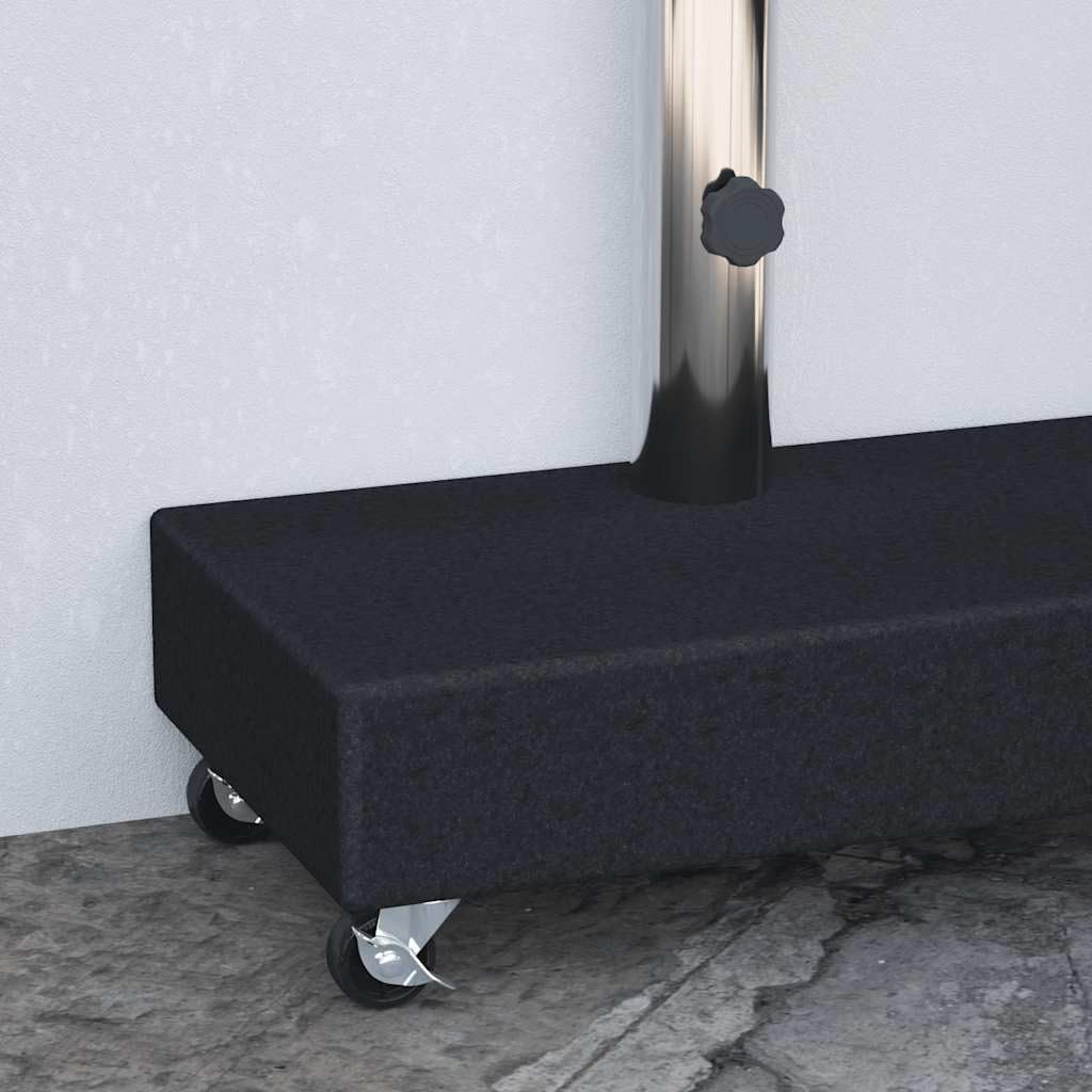 vidaXL Robuster Sonnenschirmständer in eleganter schwarzer Granitkonstruktion mit Rollen für einfache Mobilität, Edelstahlrohr 201