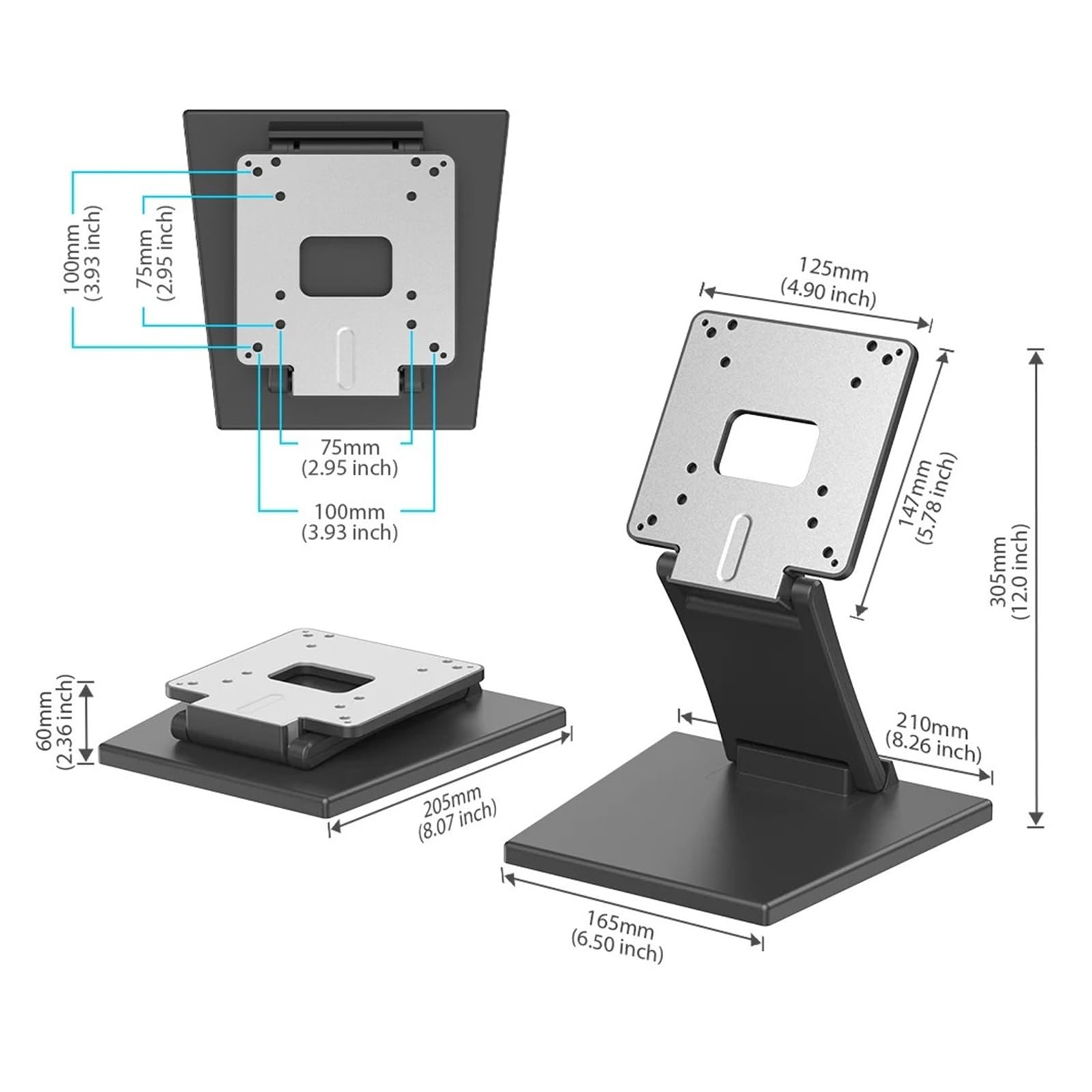 Braccio monitor, Il supporto for monitor portatile può sostenere fino a 1,2 kg. Pieghevole in metallo for display da 15"-22"