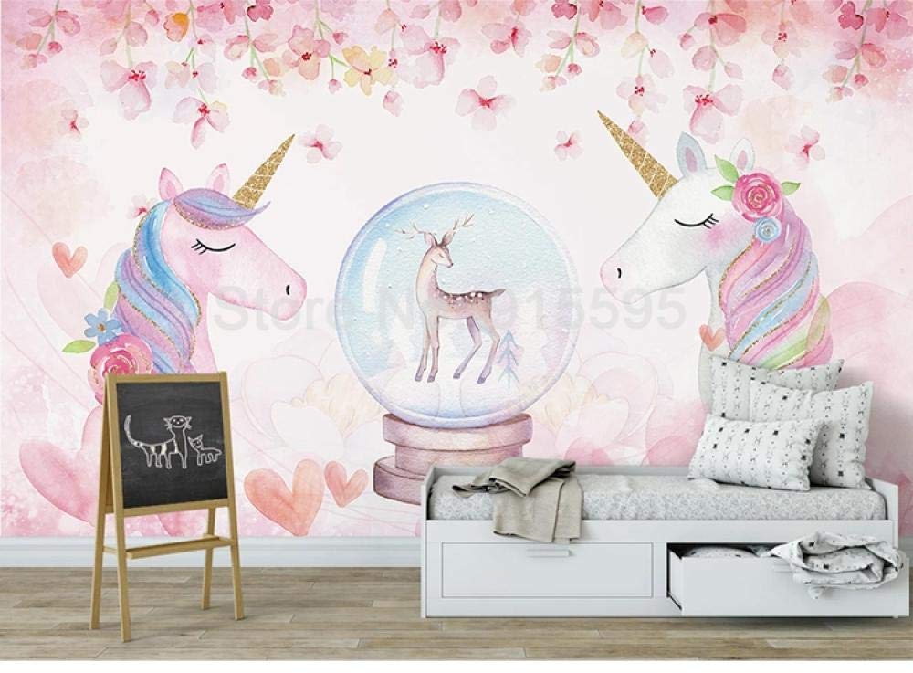 Peinture murale personnalisée 3D pour masquer un mur vide avec le papier peint rose fleur cerf