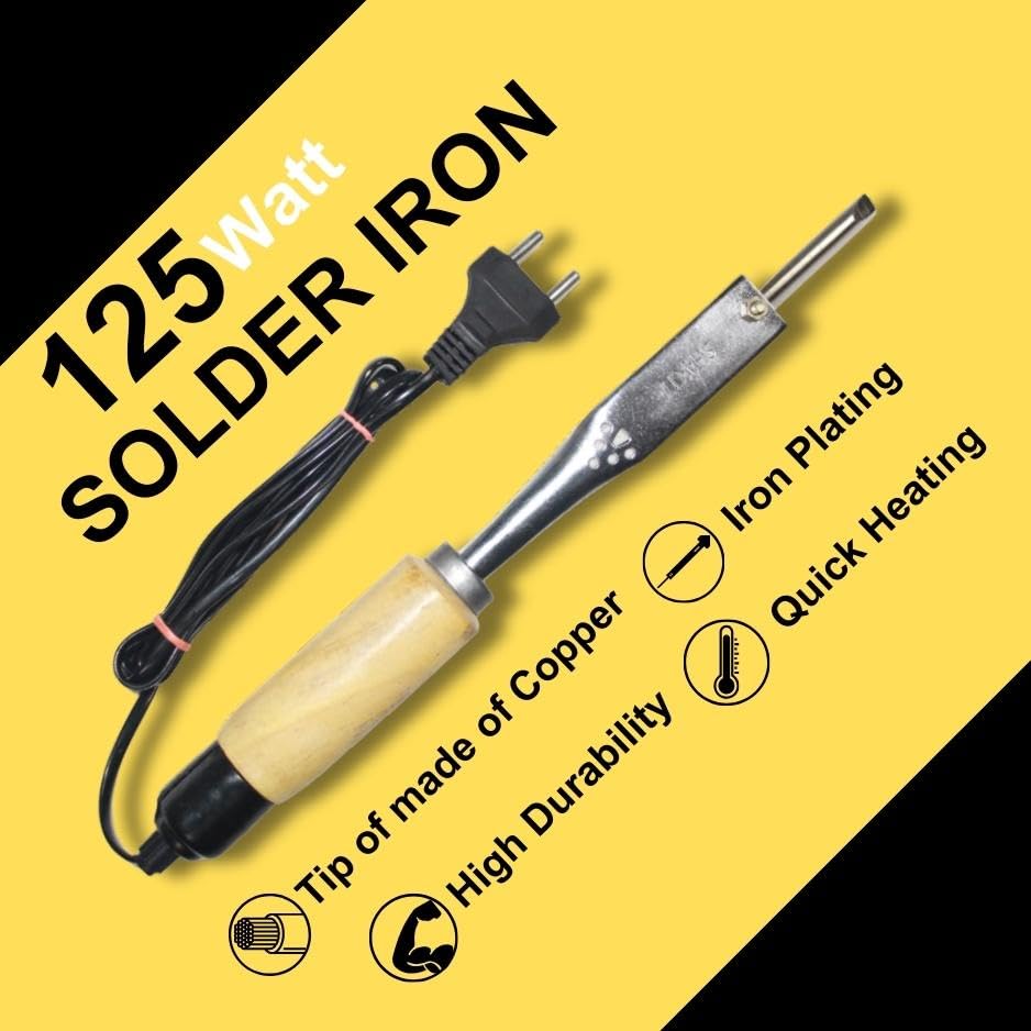 Image of VMTRONIX 125Watt Soldering Iron with Wooden Handle for Precision Electronics Work | Soldering Machine for Home, Industrial & Electronics Workshop Reparing with Fast Heating & Heat Resistant Handle