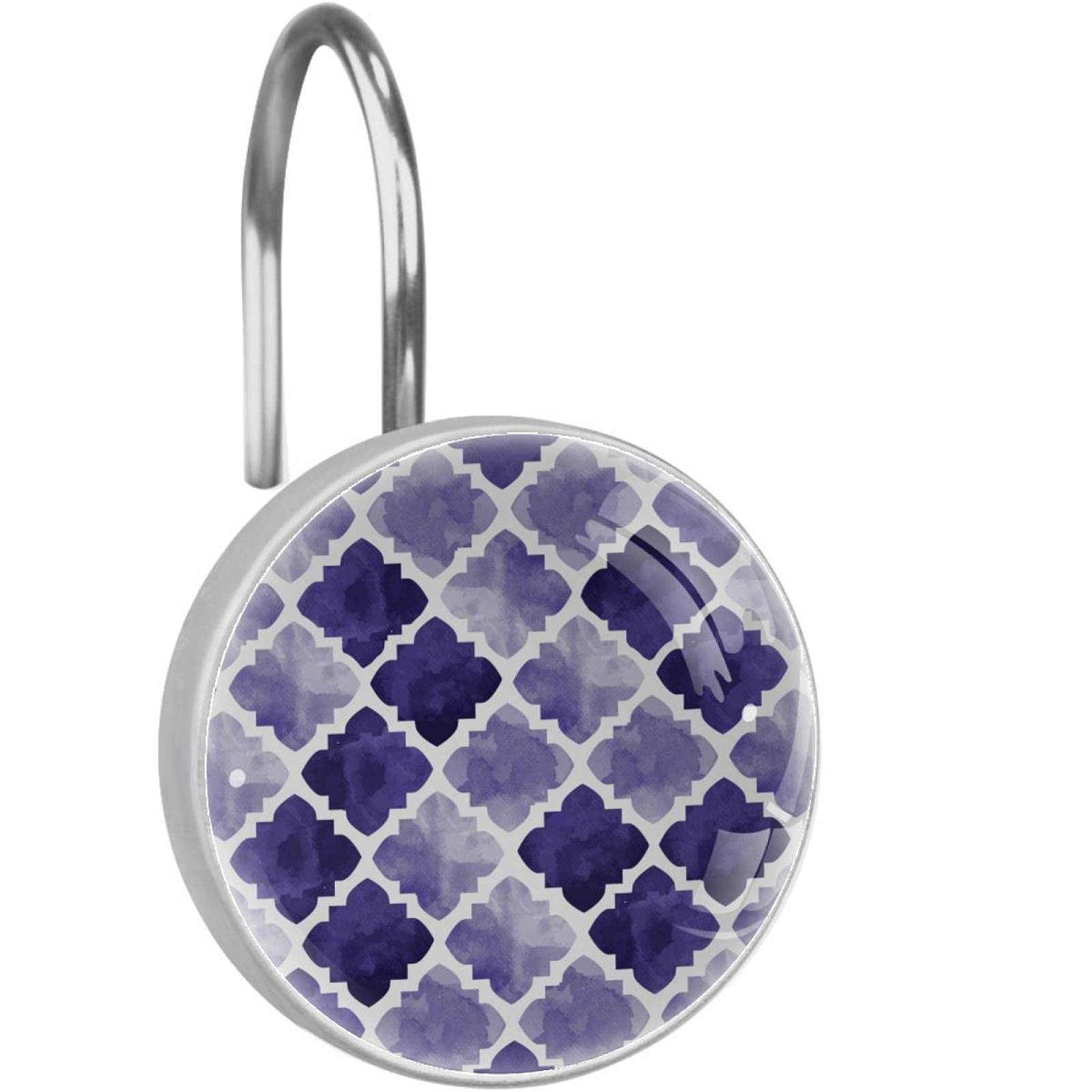 Crochets de rideau de douche anti rouille en acier inoxydable violet aquarelle