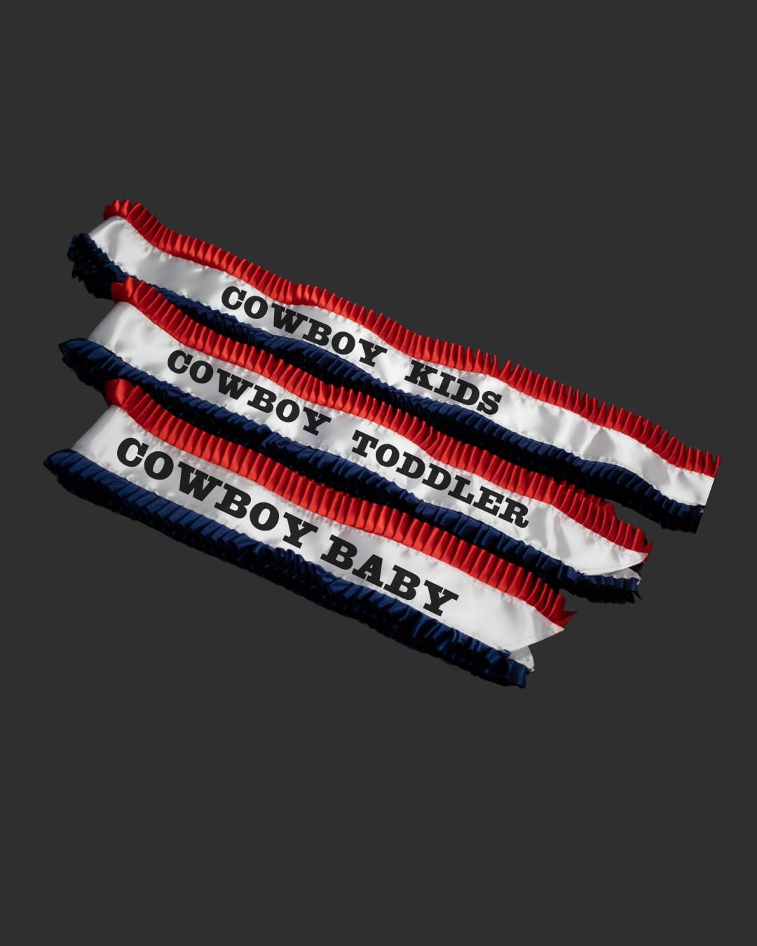 Ninalem's Party Carter Cowboy Viral Red And Blue Pleated Sash Smooth Satin Ribbon Handmade Cowboy B