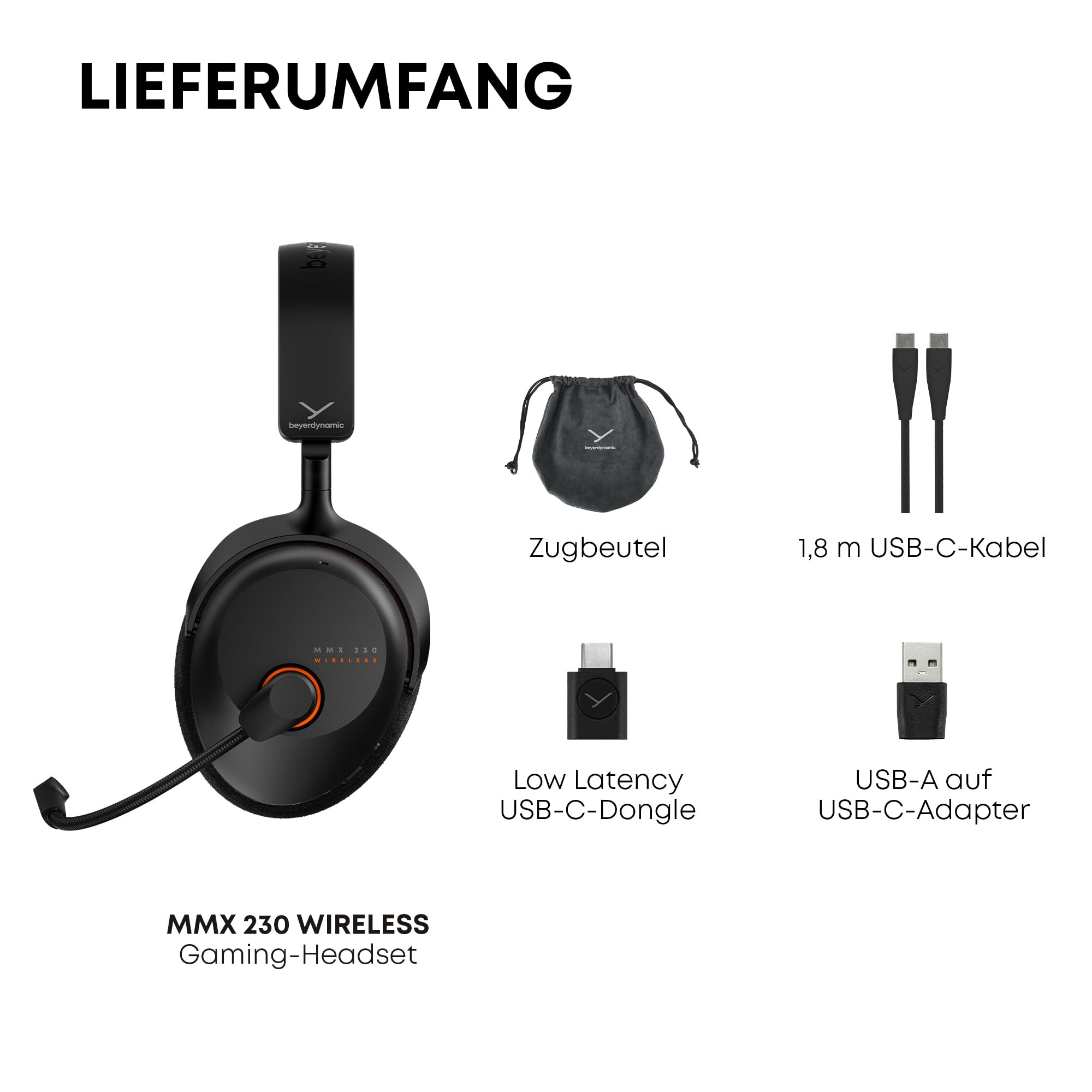 beyerdynamic MMX 230 Wireless Gaming Headset mit ANC und Bluetooth® 6.0, 60 Stunden Akkulaufzeit, ersetzbarem Akku, in schwarz - neues Update per App verfügbar